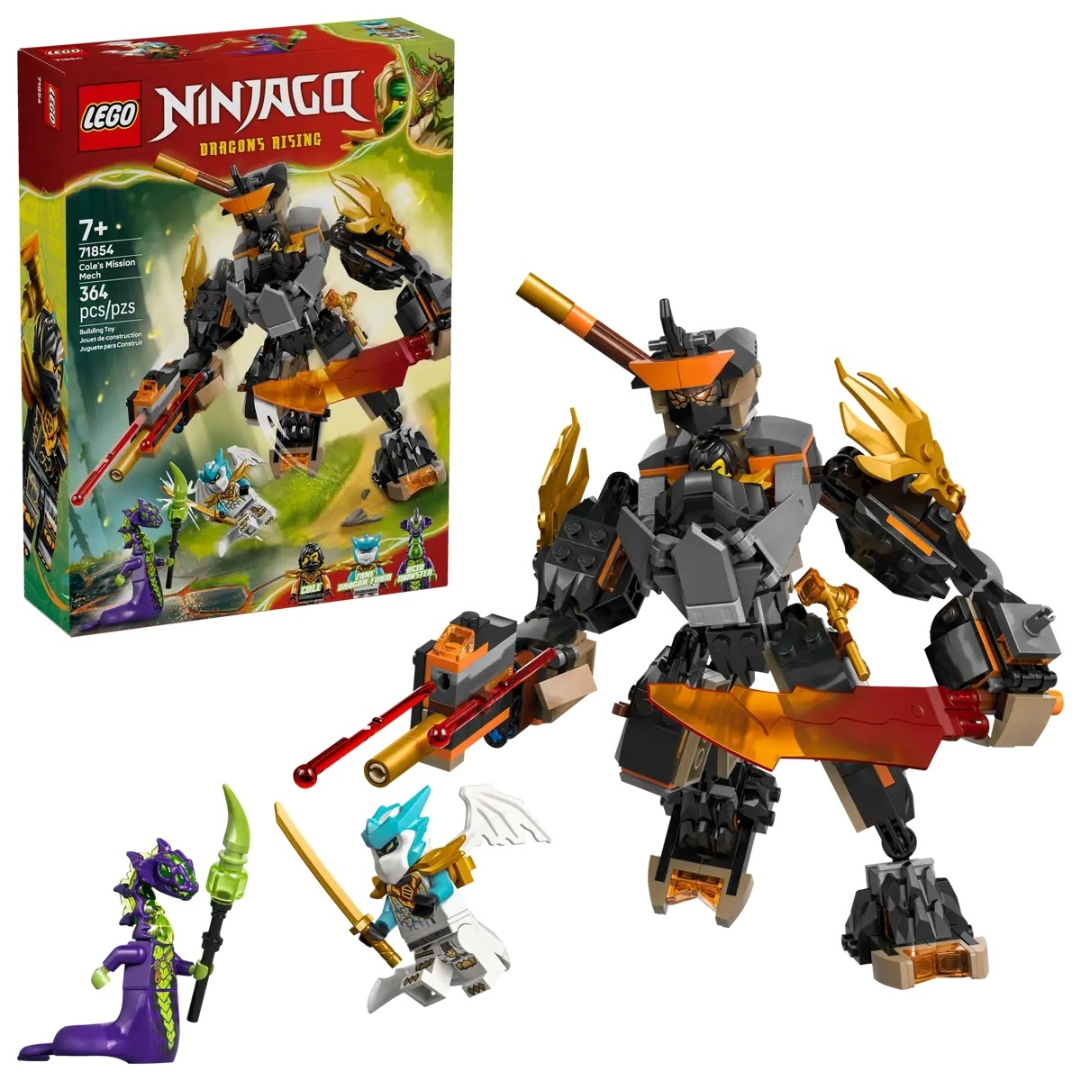 LEGO Ninjago Coles Mission Mech Dragon Zane για 7 ετών Ετών 364τμχ Κωδικός 71854