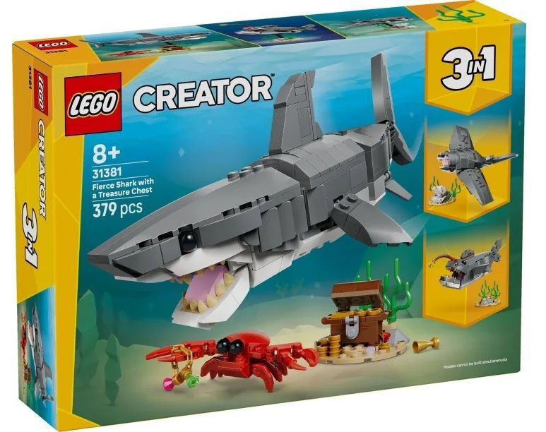 LEGO Creator 3-in-1 Fierce Shark with a Treasure Chest για 8 ετών Ετών 379τμχ Κωδικός 31381