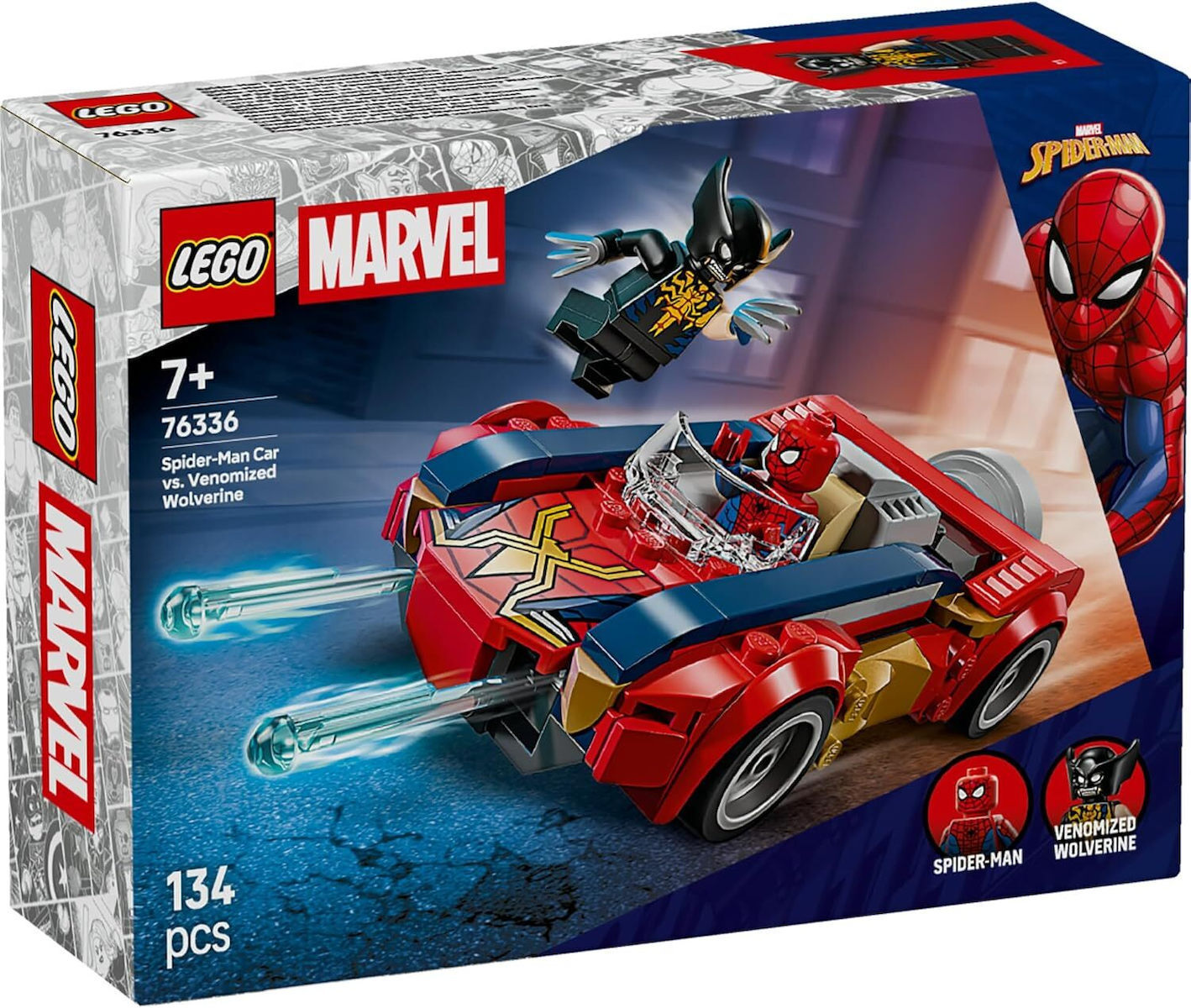 LEGO Marvel Spider-Man Car vs. Venomized Wolverine για 7 ετών Ετών 134τμχ Κωδικός 76336