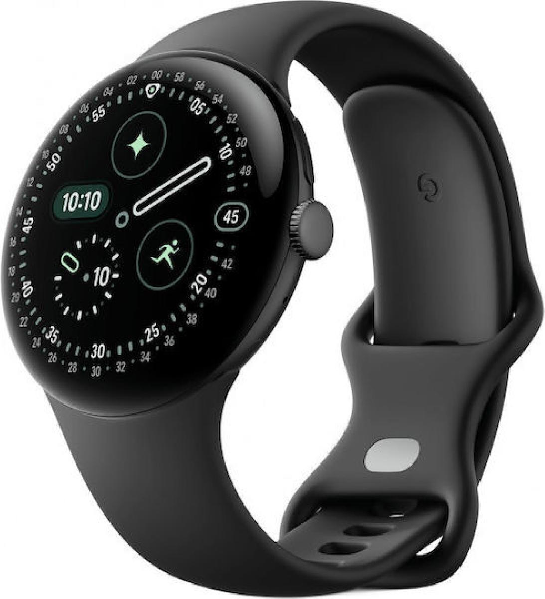 Google Pixel Watch 4 Aluminium 45mm με Παλμογράφο Matte Black Aluminium Case/Obsidian Active Band