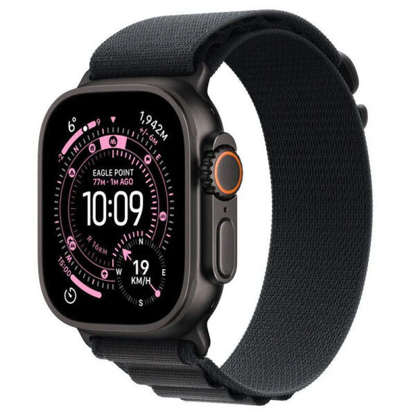 Apple Watch Ultra 3 Titanium 49mm Αδιάβροχο με eSIM και Παλμογράφο Black Titanium Case with Black Alpine Loop - Medium