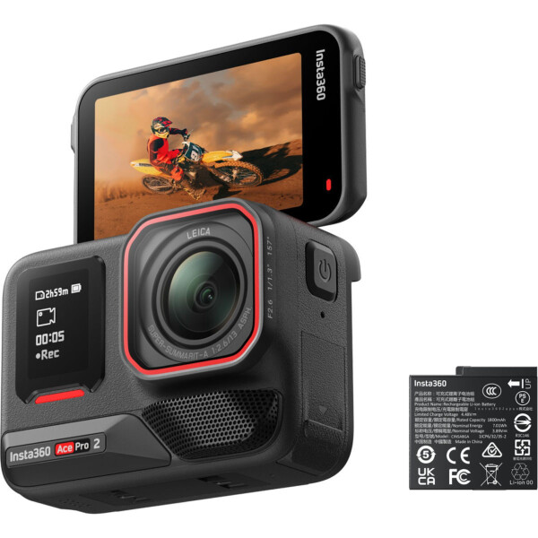 Insta360 Ace Pro 2 Action Camera 8K Υποβρύχια Standard Bundle με Οθόνη Αφής 2.4 και Wi-Fi Μαύρη