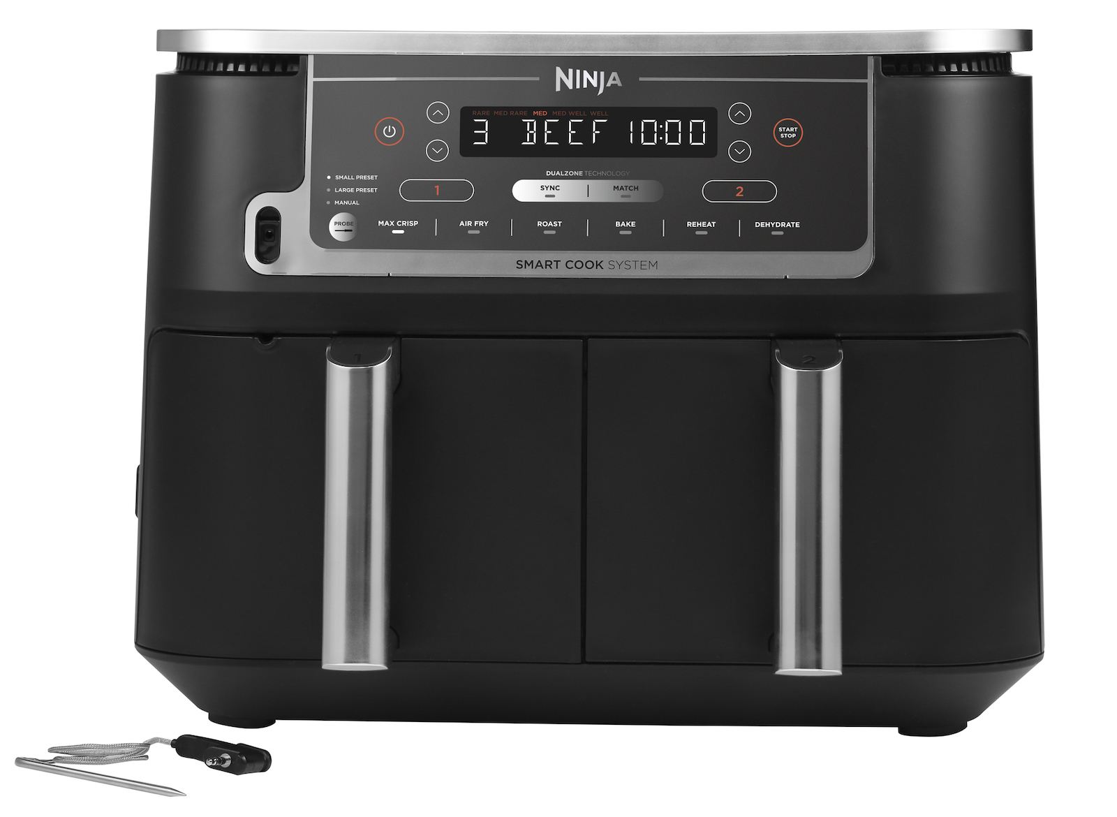 Ninja Foodi MAX Dual Zone Air Fryer με Διπλό Αποσπώμενο Κάδο 9.5lt Μαύρο
