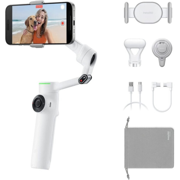Insta360 Flow 2 Pro Creator Kit Gimbal Κινητού με Σταθεροποιητή 3 Αξόνων και 10 ώρες λειτουργίας Λευκό