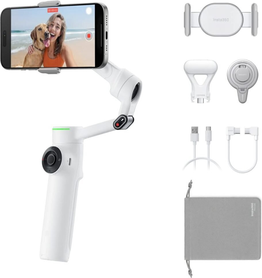 Insta360 Flow 2 Pro Creator Kit Gimbal Κινητού με Σταθεροποιητή 3 Αξόνων και 10 ώρες λειτουργίας Λευκό