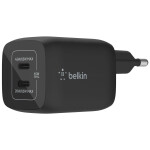 Belkin Φορτιστής Χωρίς Καλώδιο GaN με 2 Θύρες USB-C 65W Power Delivery Μαύρος Boost Charge Pro