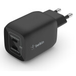 Belkin Φορτιστής Χωρίς Καλώδιο GaN με 2 Θύρες USB-C 65W Power Delivery Μαύρος Boost Charge Pro
