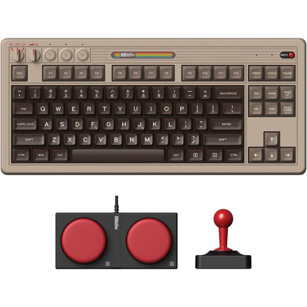 8Bitdo Retro C64 Edition Ασύρματο Gaming Μηχανικό Πληκτρολόγιο Tenkeyless με Kailh Box White διακόπτες Αγγλικό US Γκρι