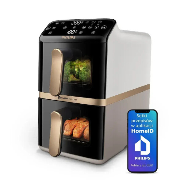 Philips Ovi Dual Basket Air Fryer με Wi-Fi Διπλό Αποσπώμενο Κάδο 10lt Μαύρο