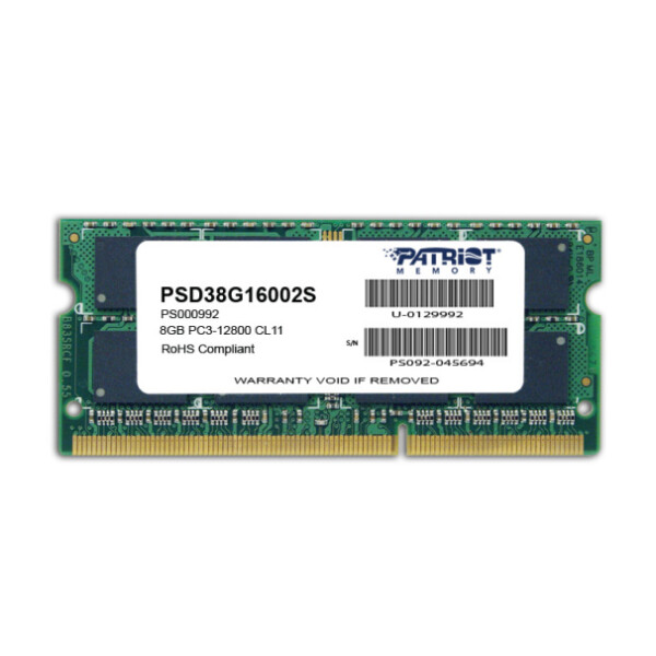 Patriot DDR3 με Module 1x8GB και Ταχύτητα 1600 για Laptop Κωδικός PSD38G16002S