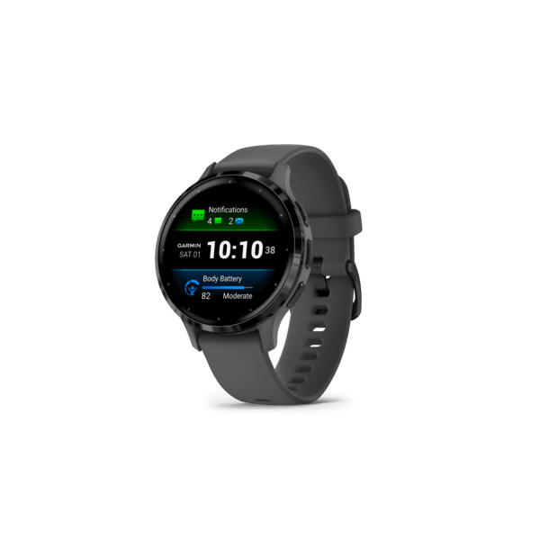 Garmin Venu 3S Stainless Steel 41mm Αδιάβροχο Smartwatch με Παλμογράφο Slate Stainless Steel Bezel with Pebble Gray Case and Silicone Band