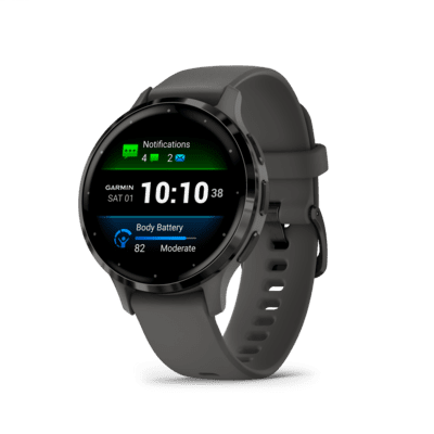 Garmin Venu 3S Stainless Steel 41mm Αδιάβροχο Smartwatch με Παλμογράφο Slate Stainless Steel Bezel with Pebble Gray Case and Silicone Band