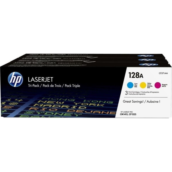 HP 128A Γνήσιο Multipack Toner Laser Εκτυπωτή Κίτρινο/Κυανό/Ματζέντα 3τμχ CF371AM