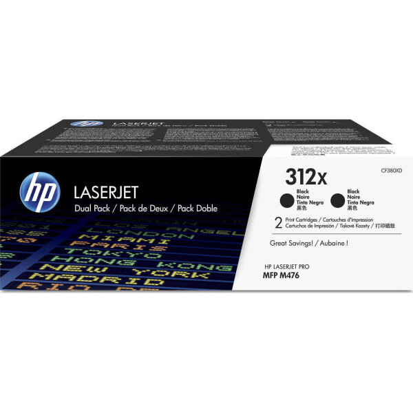 HP 312X Γνήσιο Multipack Toner Laser Εκτυπωτή Μαύρο High Yield 2τμχ CF380XD