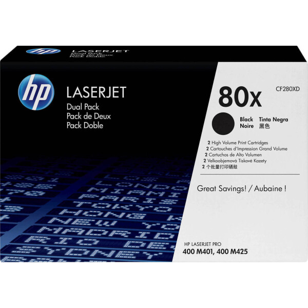 HP 80X Γνήσιο Multipack Toner Laser Εκτυπωτή Μαύρο High Yield 2τμχ CF280XD