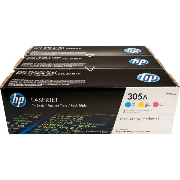 HP 305A Γνήσιο Multipack Toner Laser Εκτυπωτή Κυανό/Κίτρινο/Ματζέντα 3τμχ CF370AM