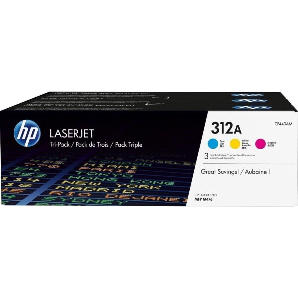 HP 312A Γνήσιο Multipack Toner Laser Εκτυπωτή Κυανό/Κίτρινο/Ματζέντα 3τμχ CF440AM