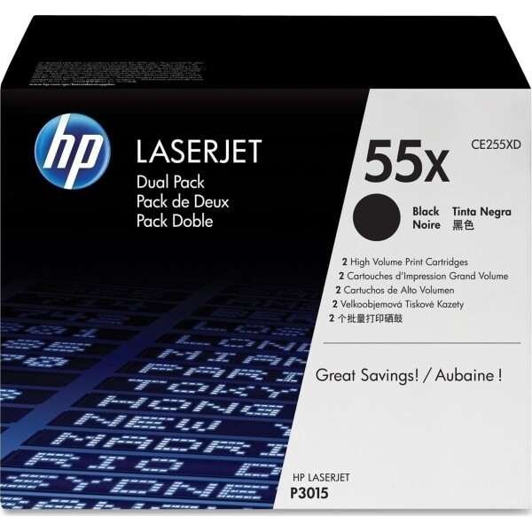 HP 55X Γνήσιο Multipack Toner Laser Εκτυπωτή Μαύρο High Yield 2τμχ CE255XD