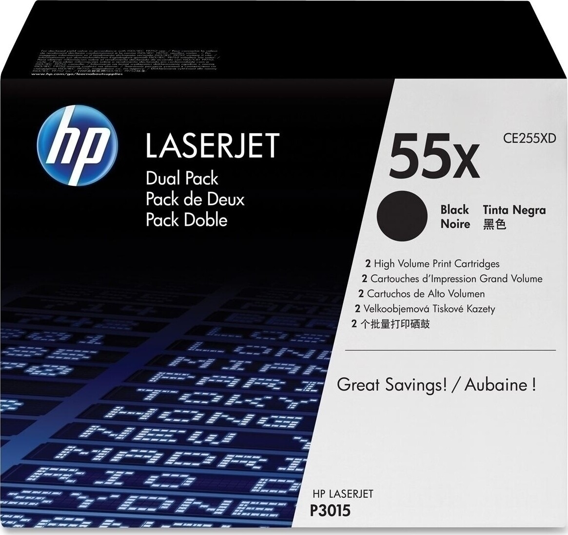 HP 55X Γνήσιο Multipack Toner Laser Εκτυπωτή Μαύρο High Yield 2τμχ CE255XD