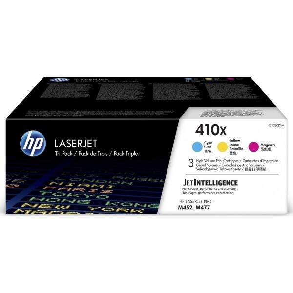 HP 410X Γνήσιο Multipack Toner Laser Εκτυπωτή Κίτρινο/Κυανό/Ματζέντα High Yield 3τμχ CF252XM