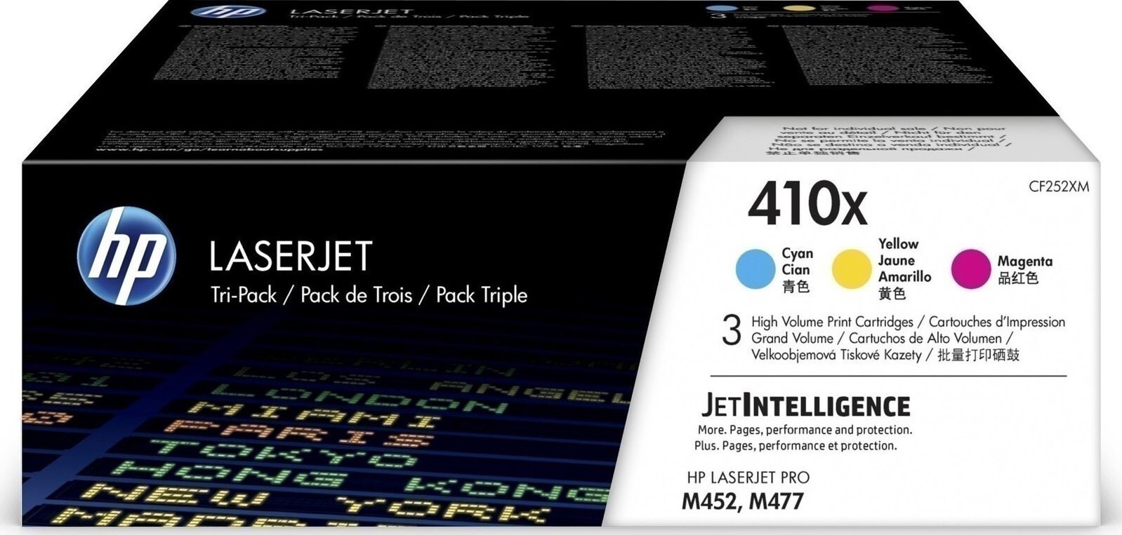 HP 410X Γνήσιο Multipack Toner Laser Εκτυπωτή Κίτρινο/Κυανό/Ματζέντα High Yield 3τμχ CF252XM