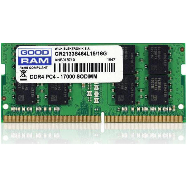 GoodRAM DDR4 με Module 1x16GB και Ταχύτητα 2666 για Laptop Κωδικός GR2666S464L19/16G