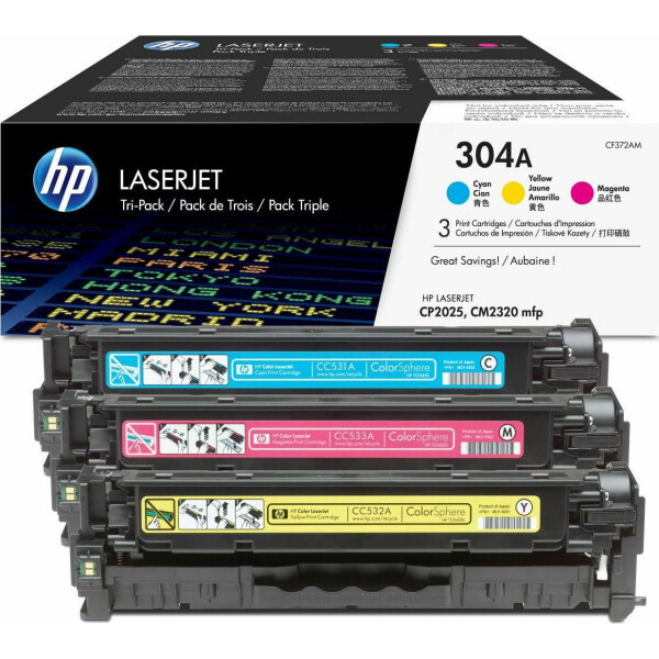 HP 304A Γνήσιο Multipack Toner Laser Εκτυπωτή Κυανό/Κίτρινο/Ματζέντα 3τμχ CF372AM