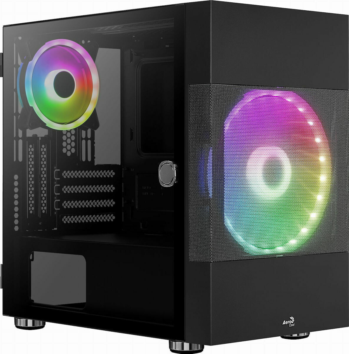 Aerocool Atomic Lite v1 Gaming Mini Tower Κουτί Υπολογιστή με Πλαϊνό Παράθυρο Μαύρο