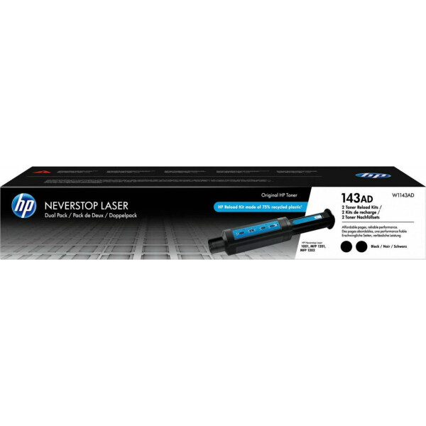 HP 143AD Γνήσιο Multipack Toner Laser Εκτυπωτή Μαύρο 2τμχ W1143AD