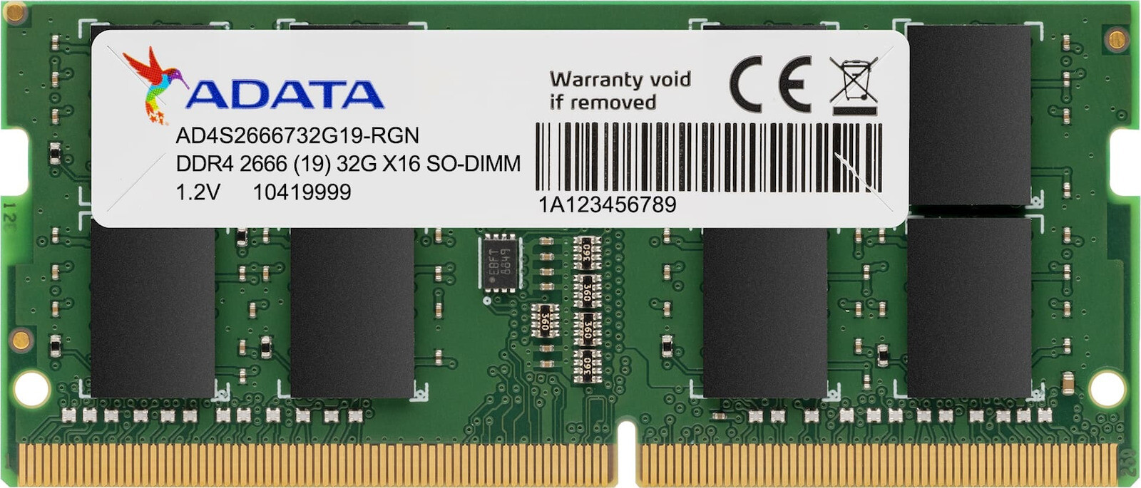 Adata DDR4 με Module 1x16GB και Ταχύτητα 2666 για Laptop Κωδικός AD4S266616G19-SGN