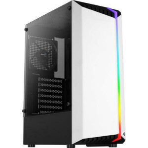 Aerocool Bionic V2 Gaming Midi Tower Κουτί Υπολογιστή με Πλαϊνό Παράθυρο και RGB Φωτισμό Λευκό