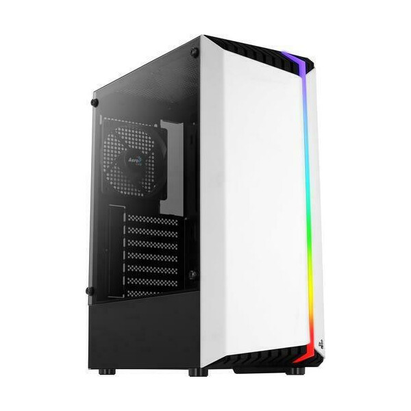 Aerocool Bionic V2 Gaming Midi Tower Κουτί Υπολογιστή με Πλαϊνό Παράθυρο και RGB Φωτισμό Λευκό