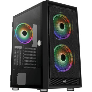 Aerocool Graphite ARGB Gaming Midi Tower Κουτί Υπολογιστή με Πλαϊνό Παράθυρο Μαύρο
