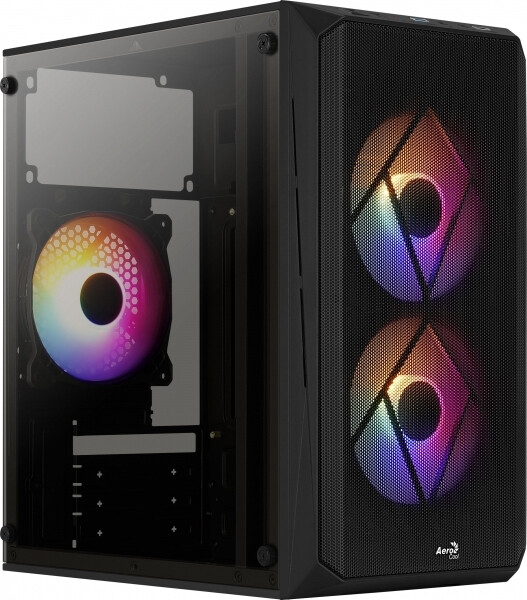 Aerocool CS-107 v2 Gaming Mini Tower Κουτί Υπολογιστή με Πλαϊνό Παράθυρο και RGB Φωτισμό Μαύρο