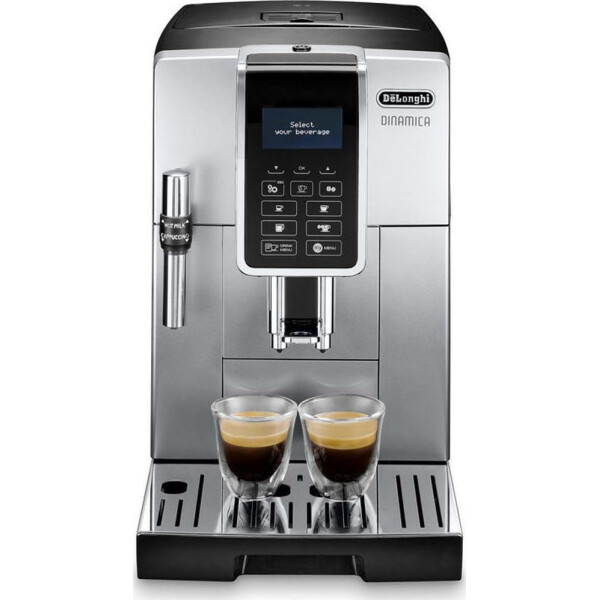 DeLonghi Dinamica Αυτόματη Μηχανή Espresso 1450W Πίεσης 15bar με Μύλο Άλεσης Ασημί