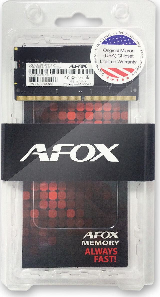 Afox DDR4 με Module 1x8GB και Ταχύτητα 2133 για Desktop Κωδικός AFSD48VH1P