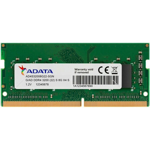 Adata Premier DDR4 με Module 1x8GB και Ταχύτητα 3200 για Laptop Κωδικός AD4S32008G22-SGN