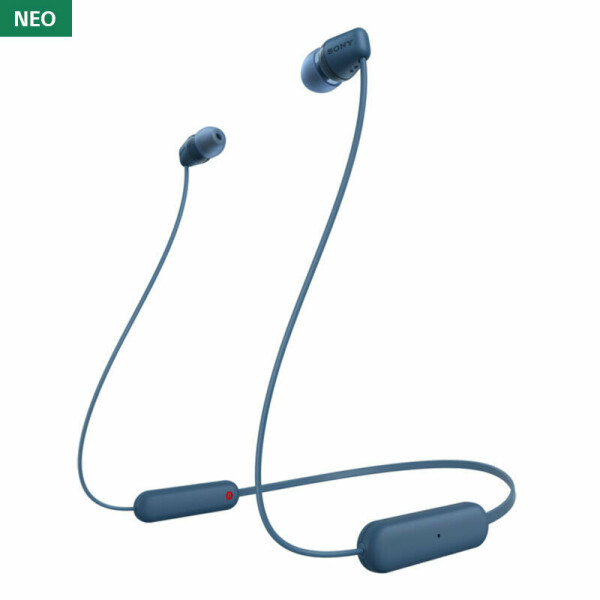 Sony WI-C100 In-ear Bluetooth Handsfree Ακουστικά με Αντοχή στον Ιδρώτα Μπλε