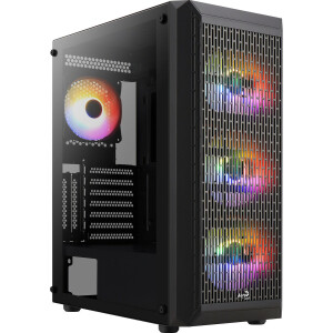 Aerocool Beam Gaming Midi Tower Κουτί Υπολογιστή με Πλαϊνό Παράθυρο και RGB Φωτισμό Μαύρο