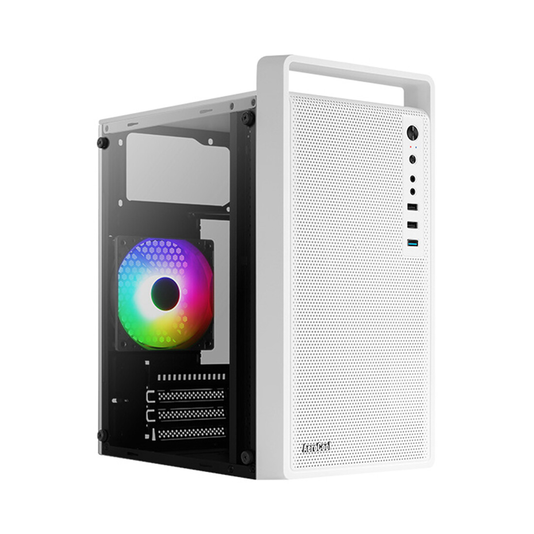 Aerocool CS-109 Gaming Mini Tower Κουτί Υπολογιστή με Πλαϊνό Παράθυρο και RGB Φωτισμό Λευκό