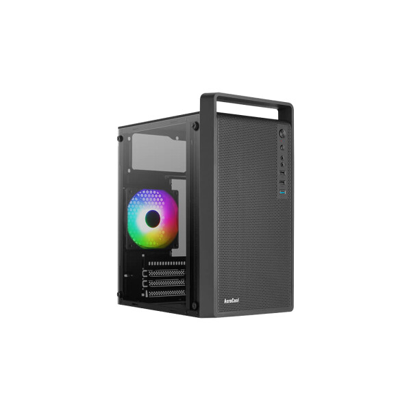 Aerocool CS-109 Gaming Mini Tower Κουτί Υπολογιστή με Πλαϊνό Παράθυρο και RGB Φωτισμό Μαύρο