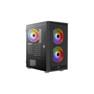Aerocool Graphite Gaming Midi Tower Κουτί Υπολογιστή με Πλαϊνό Παράθυρο και RGB Φωτισμό Μαύρο