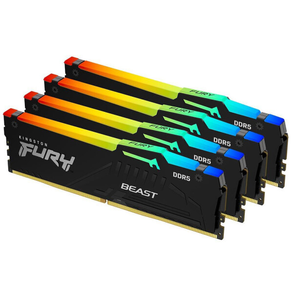 Kingston Fury Beast RGB DDR5 64GB RAM με 4x16GB Modules και Ταχύτητα 6000 για Desktop Κωδικός KF560C40BBAK4-64