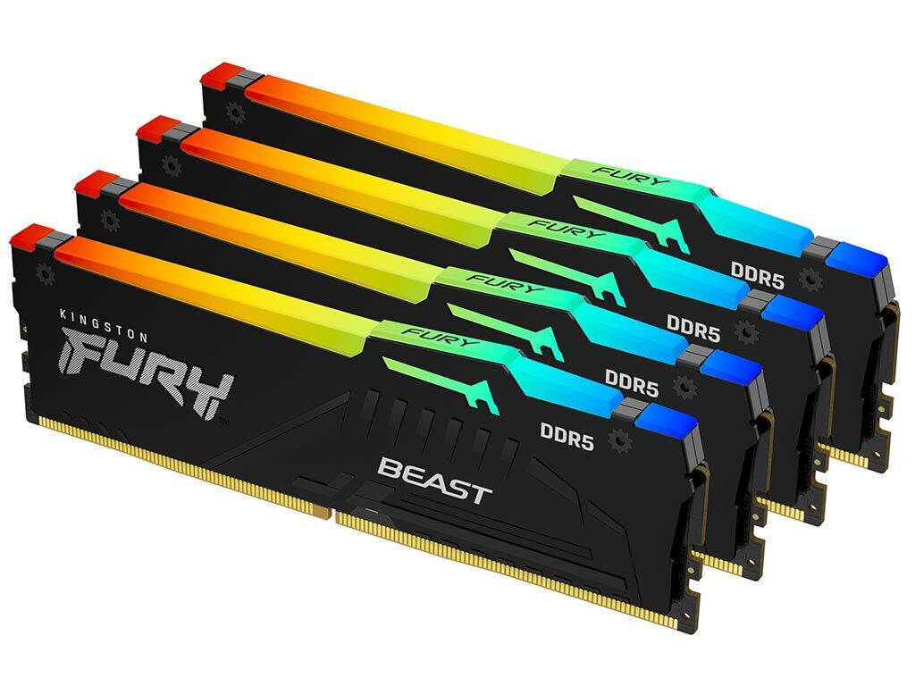 Kingston Fury Beast RGB DDR5 64GB RAM με 4x16GB Modules και Ταχύτητα 6000 για Desktop Κωδικός KF560C40BBAK4-64