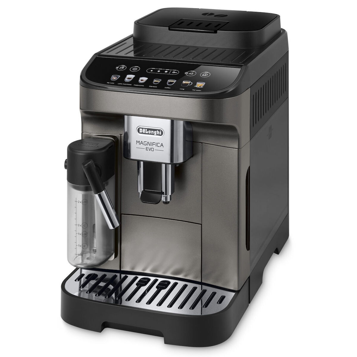 DeLonghi Magnifica Evo Αυτόματη Μηχανή Espresso 1450W Πίεσης 15bar για Cappuccino με Μύλο Άλεσης Ασημί