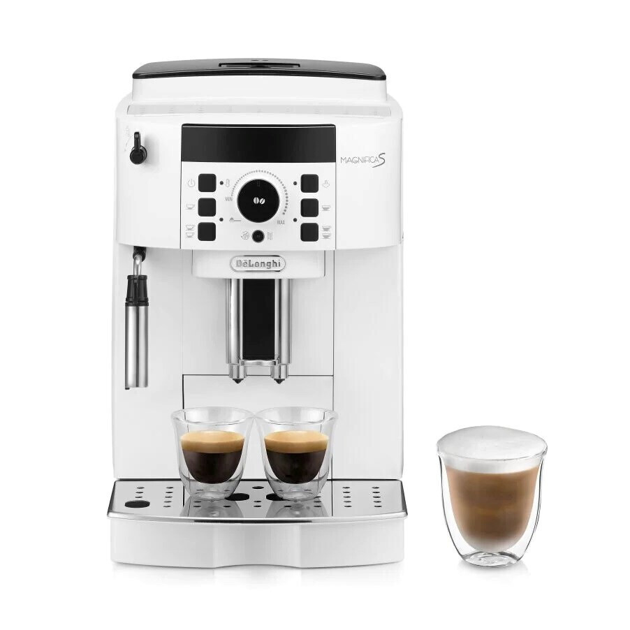 DeLonghi Magnifica S Αυτόματη Μηχανή Espresso 1450W Πίεσης 15bar με Μύλο Άλεσης Λευκή Ecam 21.117.W