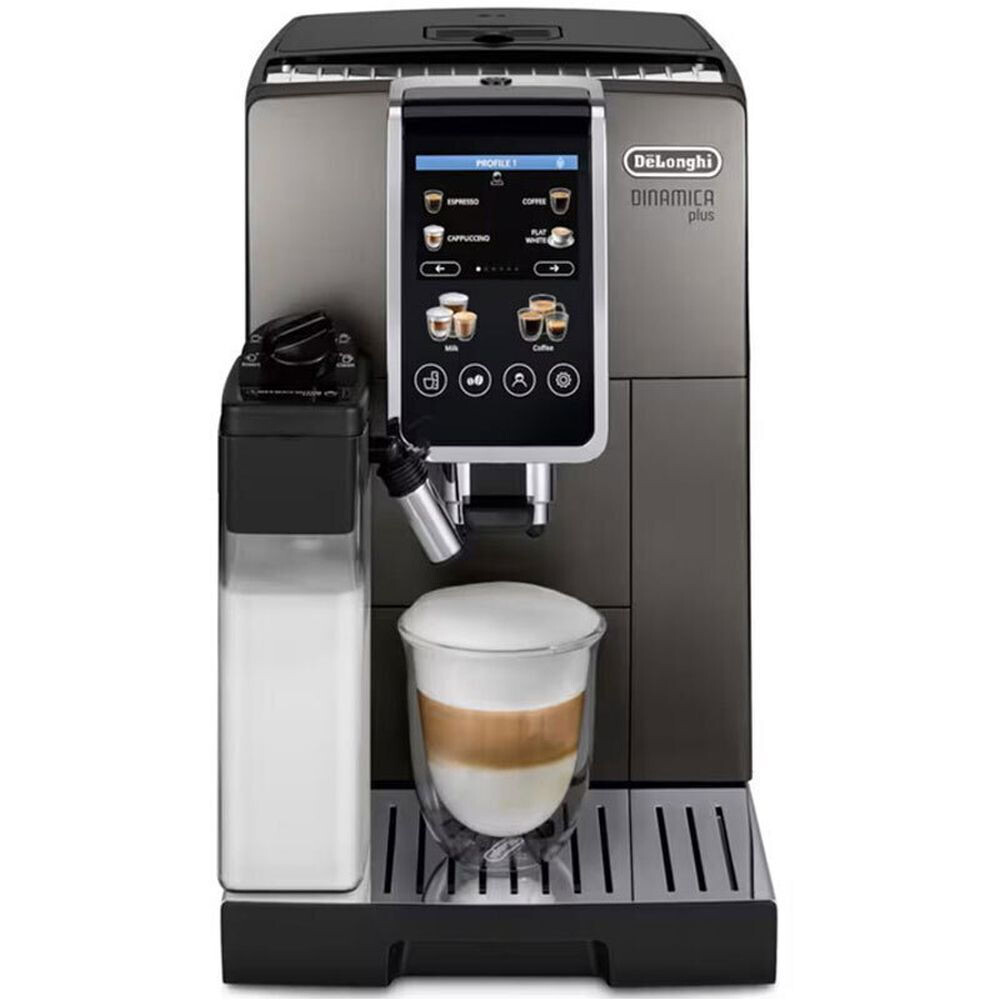 DeLonghi Dinamica Plus Αυτόματη Μηχανή Espresso 1450W Πίεσης 15bar με Μύλο Άλεσης Ασημί