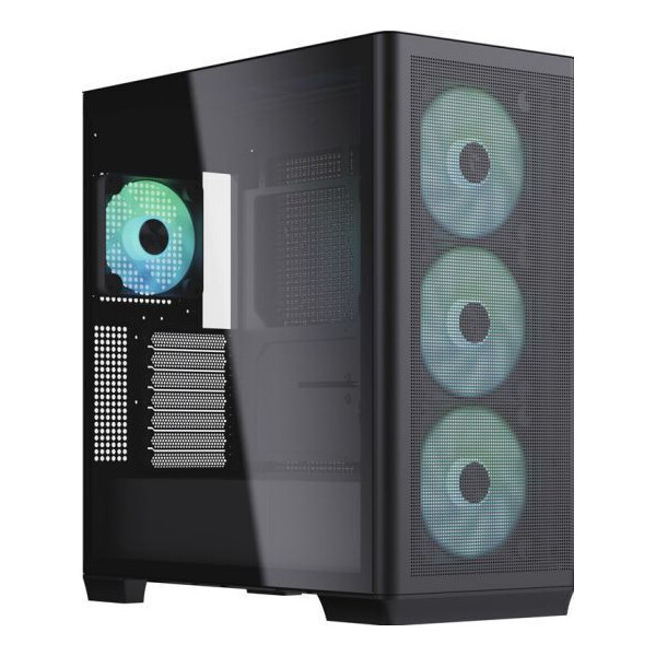 APNX C1 Gaming Midi Tower Κουτί Υπολογιστή με Πλαϊνό Παράθυρο και RGB Φωτισμό Μαύρο