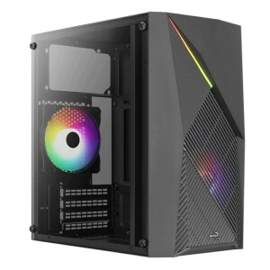 Aerocool Raider Mini Gaming Midi Tower Κουτί Υπολογιστή με Πλαϊνό Παράθυρο και RGB Φωτισμό Μαύρο