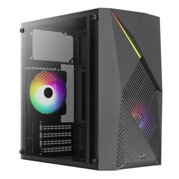 Aerocool Raider Mini Gaming Midi Tower Κουτί Υπολογιστή με Πλαϊνό Παράθυρο και RGB Φωτισμό Μαύρο